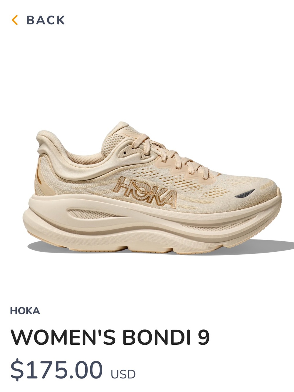 Hoka Women's Bondi 9 Running Shoes - Sand/Beige